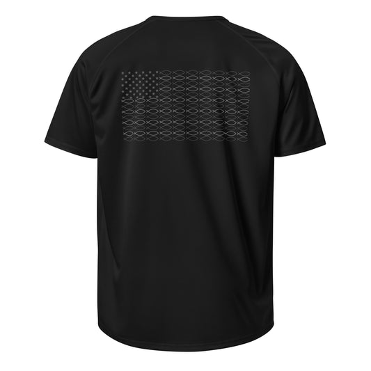 Grey American Jesus Fish T-Shirt